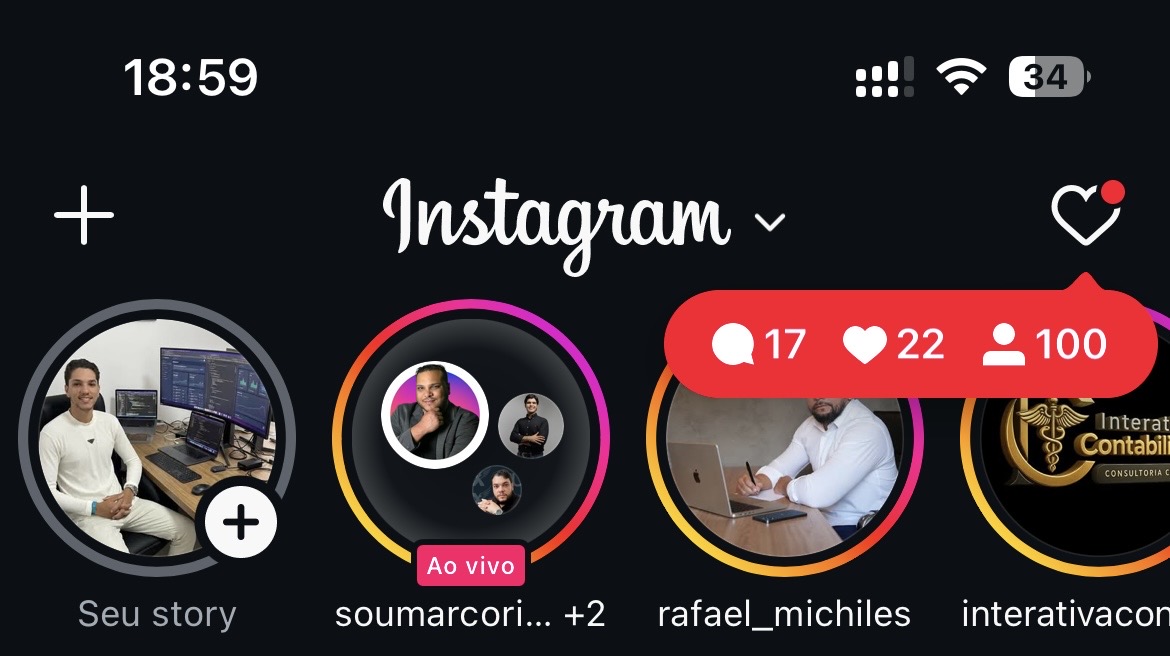 Notificações de novos seguidores